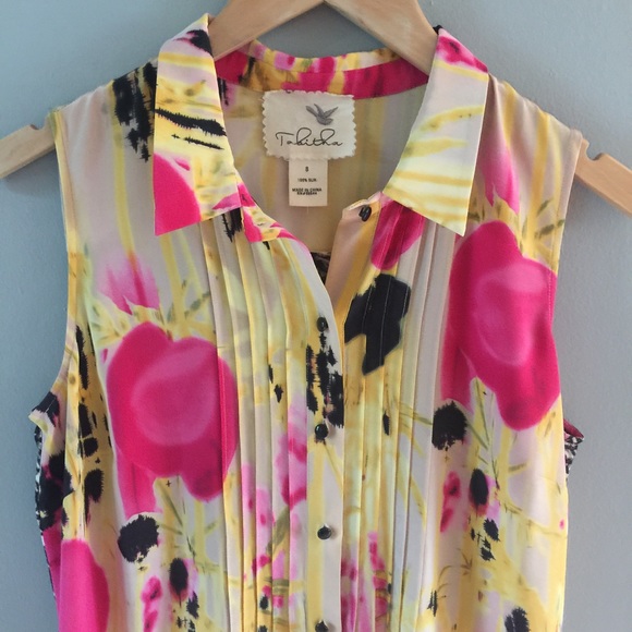 ANTHRO TABITHA Silk Floral Button Down Tunic Dress - Picture 2 of 8